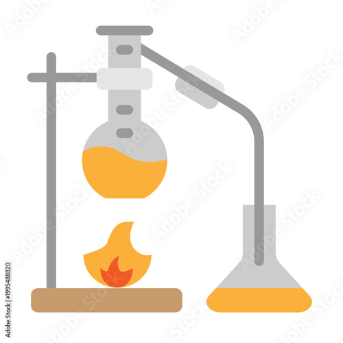 Distillation Apparatus Vector Flat Icon Design