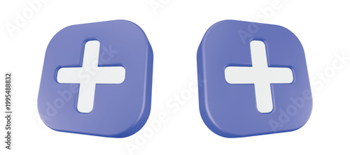 3d icon button with plus symbol for new item, zooming in, or accessing more options.