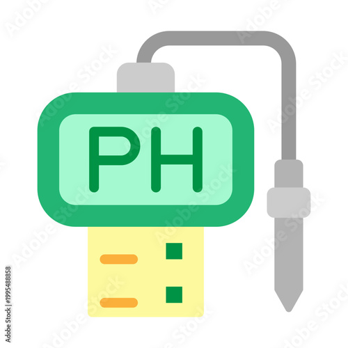 pH Meter Vector Flat Icon Design