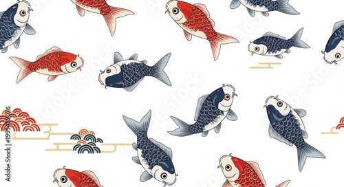 Colorful Koi Fish Swimming Patterns.