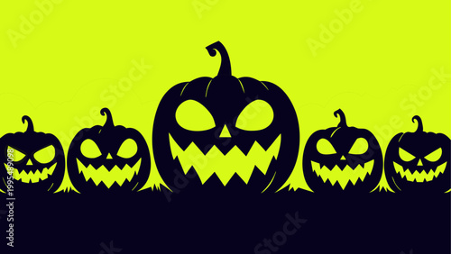 Halloween pumpkin and jack-o-lanterns with spooky faces