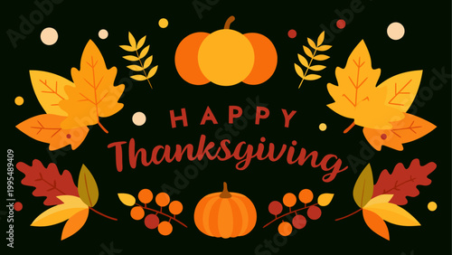 Autumn harvest with pumpkins and fall leaves decoration