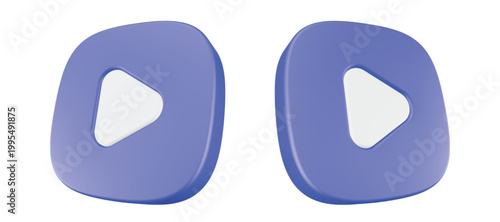 3D graphic icon play button purple or blue colors