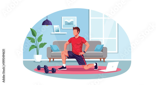 A couple wearing face masks sits on a red sofa conversing with a cat nearby