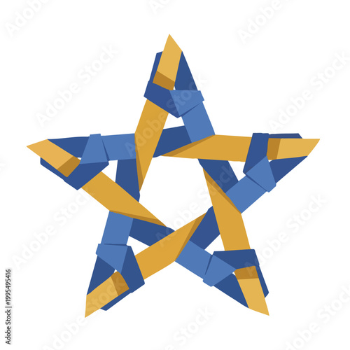 Origami Star Symbol. Geometric Paper Craft. Modern Minimalist Icon. Flat Vector Graphic Design.