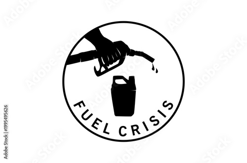 Fuel Crisis Concept with Gas Nozzle and Empty Jerrycan Vector Illustration