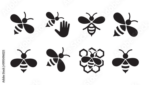 Bee set isolated. cute flying bumblebee collection. honey bees cartoon character for design.