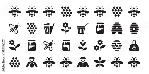 Honey and beekeeping icon set. collection of vector filled outline icons. editable stroke. eps 10.