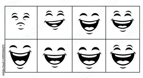 Collection of various smiling faces emoticons.