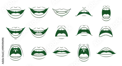 Collection of various green lips.