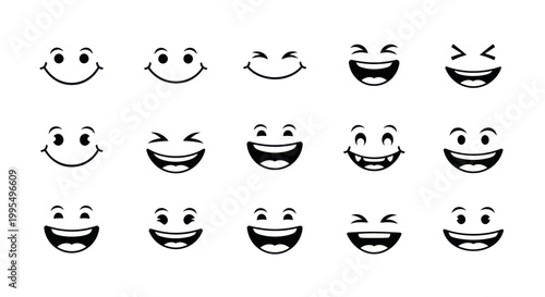 Collection of various smiley faces emoticons.