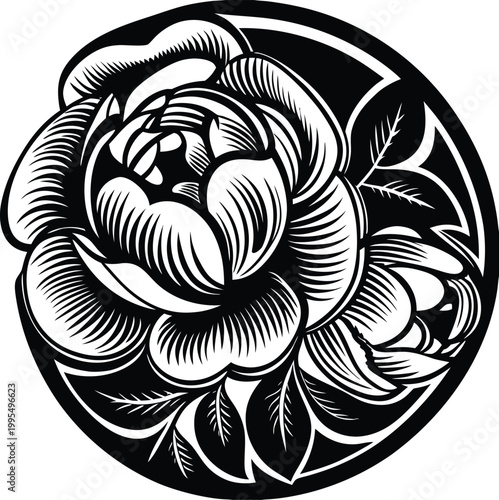 minimal-rose-outline-svg--black-and-white
