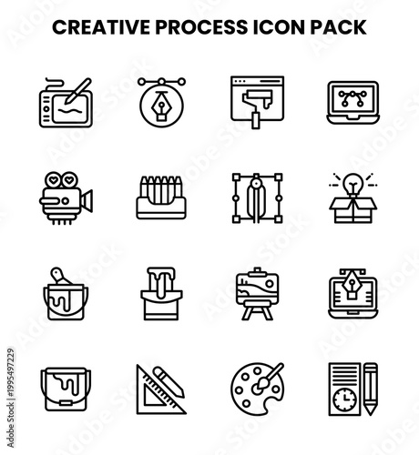 Creative Process Line Collection Icons Pack