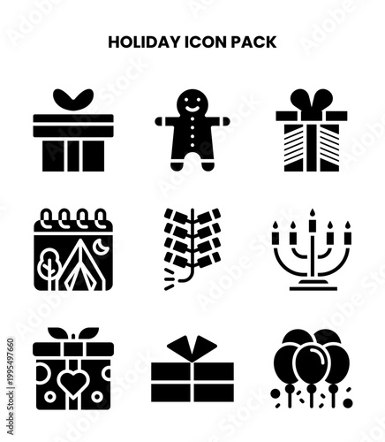 Holiday Glyph SVG Icons Pack