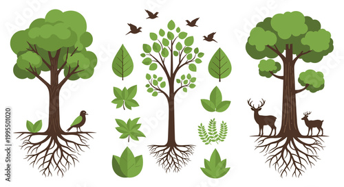 A stylized illustration of tree roots supporting a sprouting plant, conveying themes of resilience, potential, and organic development. Ideal for busi