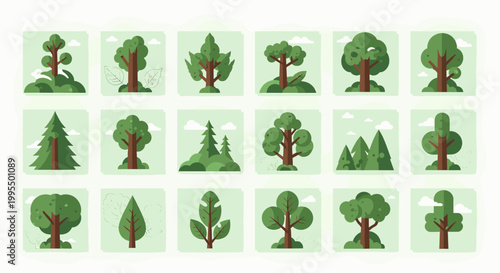 A cheerful, simple illustration of trees evokes a sense of growth and nature, ideal for websites, presentations, or marketing materials conveying eco-
