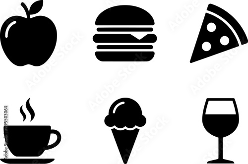 Photos Food Apple Burger Pizza And Drink Icons Set