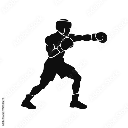 Boxer, boxing, fighter, sports icon, black silhouette, athletic pose