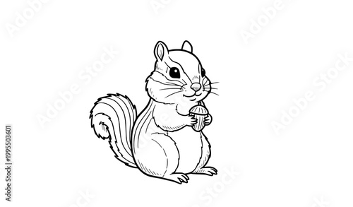 Cute chipmunk doodle vector illustration in hand drawn sketch style isolated on white background