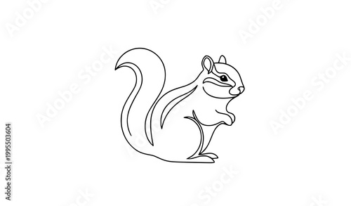 Minimal chipmunk line art doodle vector with clean continuous sketch style illustration