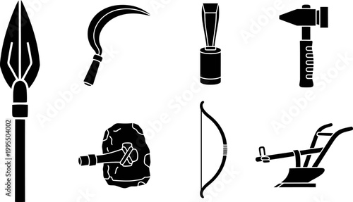 Ancient Weapons And Tools Collection Vector Icons