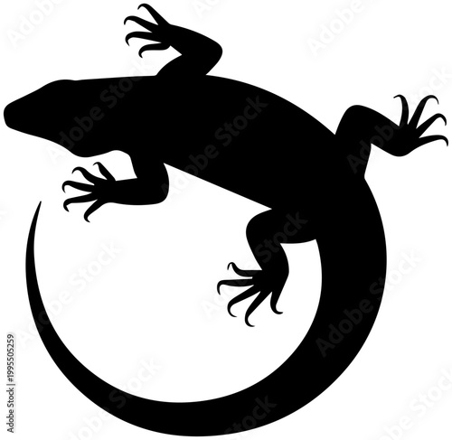 Black Lizard Silhouette Vector Icon Isolated on White Background for Graphic Design and Logo Use