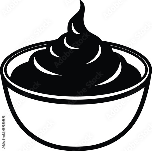 Black swirl in a bowl white background simple