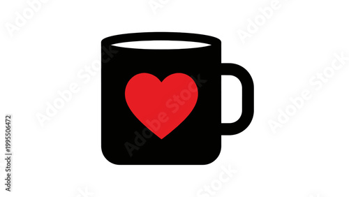 Black Coffee Mug with Red Heart.