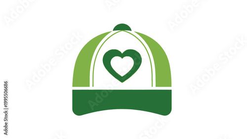 Green Baseball Cap with Heart Logo.