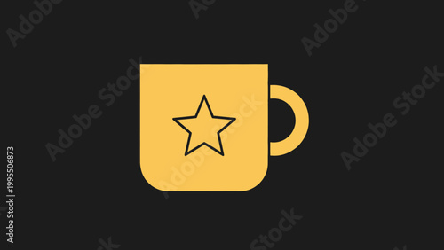 Yellow Coffee Mug with Star Symbol.