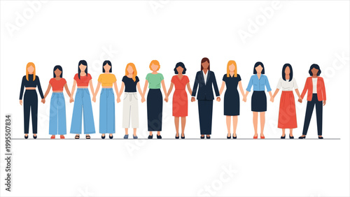 A Diverse Lineup of Women Standing in Solidarity