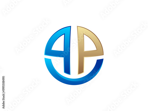 This blue and gold circle abbreviation of the two Ps is perfect for your company's logo, simple, beautiful, clear, and sharp.