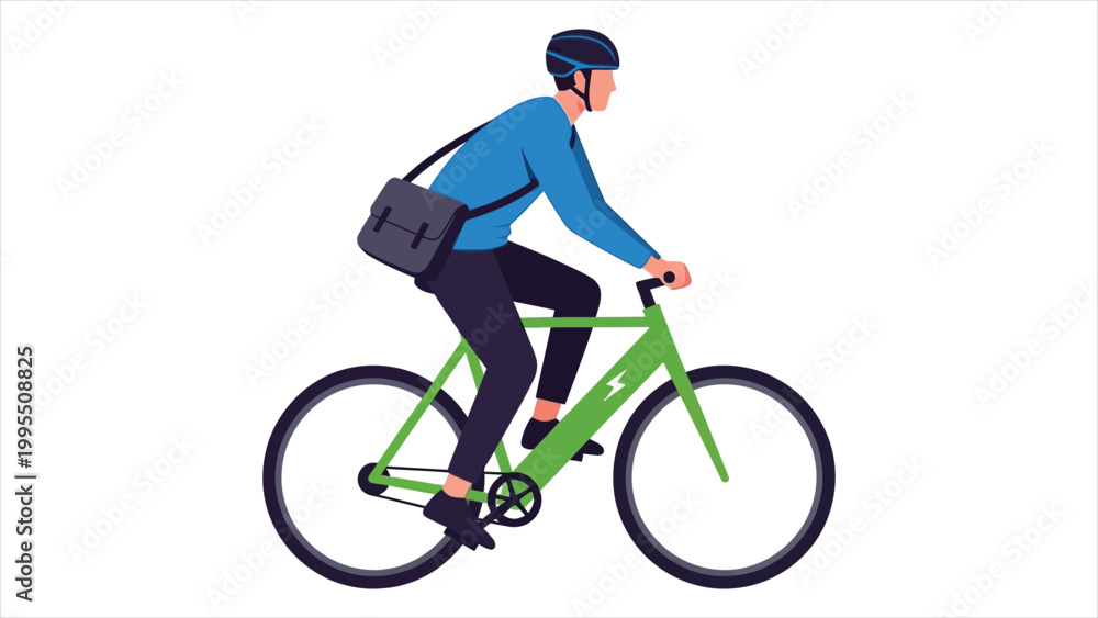 Naklejka premium A Professional Urban Commuter Utilizing a Modern Electric Bicycle for Efficient, Sustainable, and Eco-Friendly City Navigation