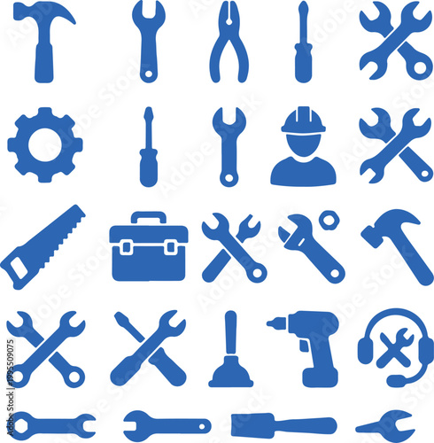 Set of silhouette tools and service icons