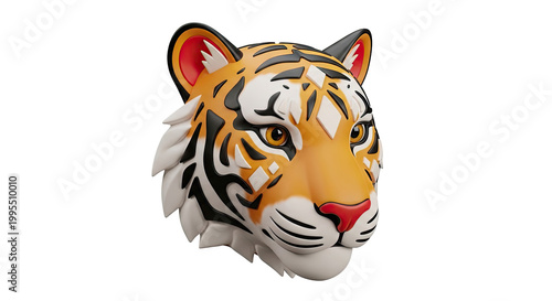 Stylized 3D Tiger Head Sculpture