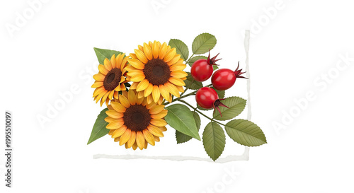 Sunflowers and Rose Hips Arrangement