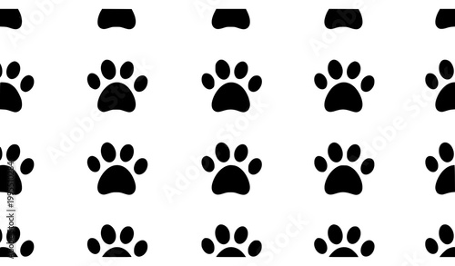 Minimal black paw print pattern vector simple animal footprint background