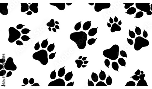 Playful black paw prints pattern vector animal footprint design