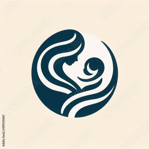 Minimalist Mother and Baby Logo Vector Icon - Maternity, Family Care, Wellness Symbol Design