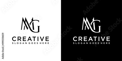 MG or GM initial letter logo design vector template