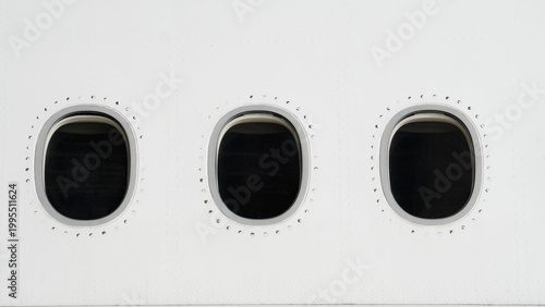 Φωτογραφία Detailed view of aircraft windows on a white fuselage side of passenger airplane