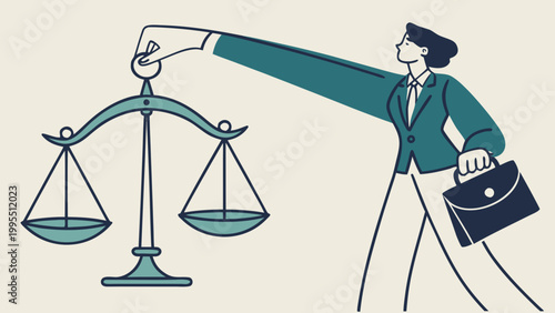 hand holding scales of justice, lawyer illustration vector.
