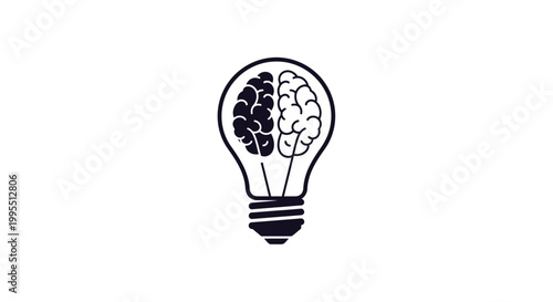 Brain inside light bulb, symbol of creativity, innovation, and idea generation