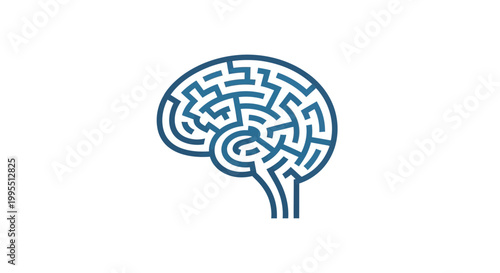 Brain Maze Icon: Cognitive Processing, Problem Solving, Mental Challenge