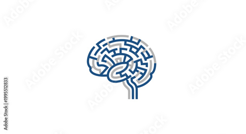 Brain Maze Icon - Complex Thinking and Problem Solving Concept