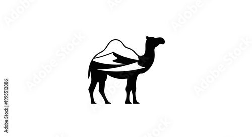 Camel Silhouette with Desert Landscape Inside