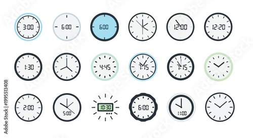 Collection of Various Clocks Showing Different Times - Time Management Concept