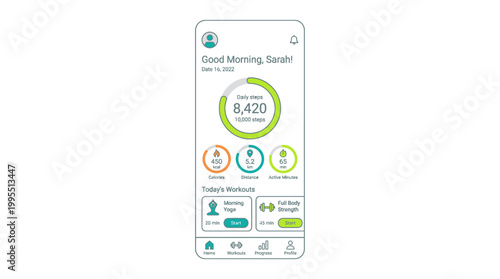 Fitness app on smartphone screen showing daily activity tracking