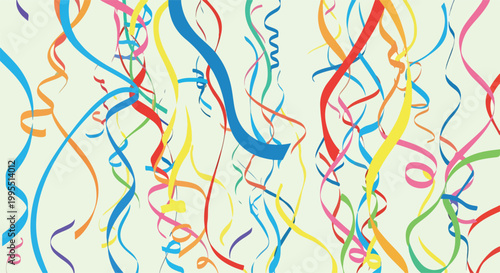 Tableau sur toile A colorful array of flowing ribbons on a pale background