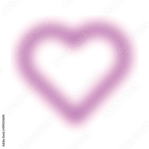 Soft Pink Glowing Heart Outline Vector Illustration with Blur Effect